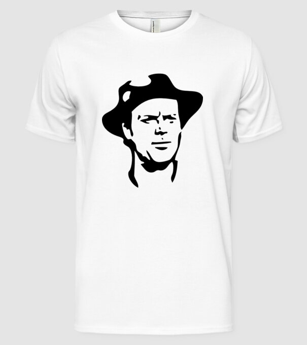 Terence Hill model alb pe tricou
