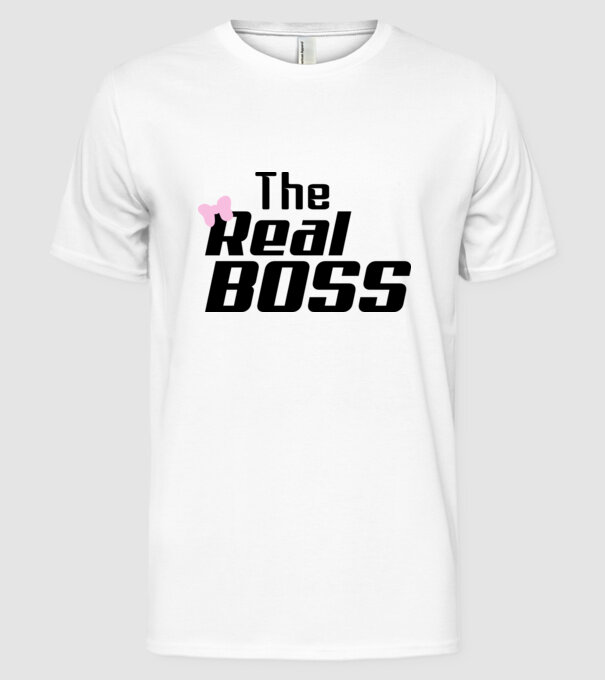 The real boss model alb pe tricou