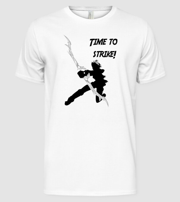Time to strike model alb pe tricou
