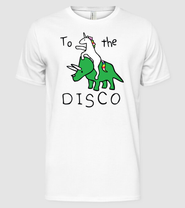 To the disco! model alb pe tricou