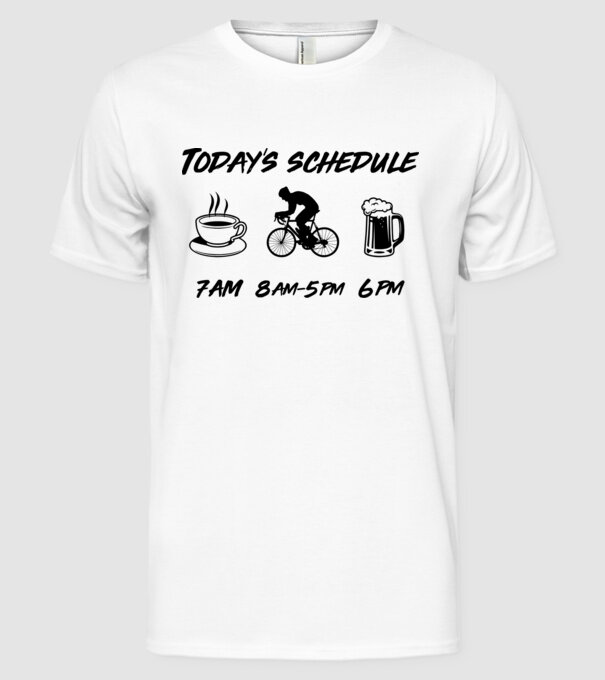 Todays schedule model alb pe tricou