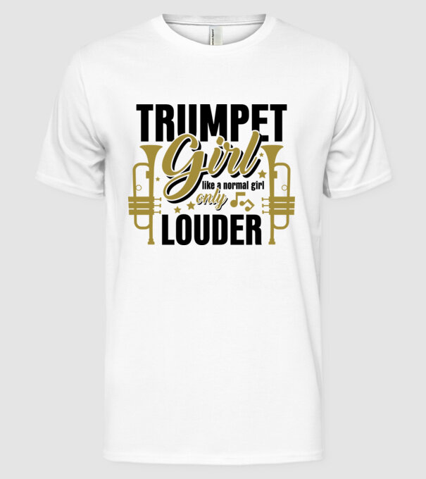 Trumpet girl model alb pe tricou