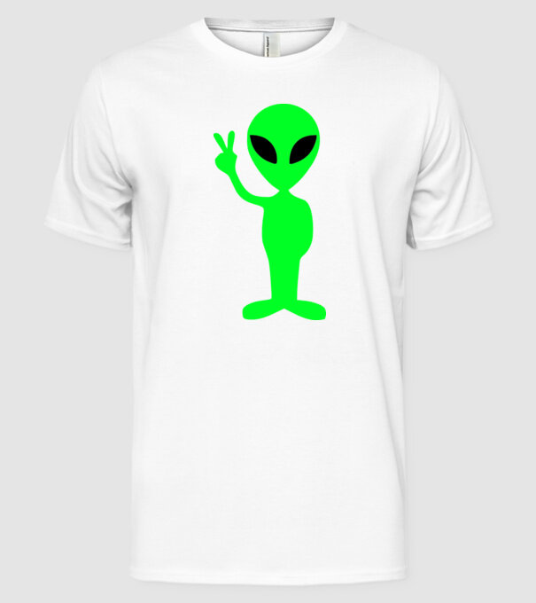 UFO Alien model alb pe tricou