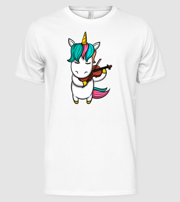 Unicorn Violin model alb pe tricou