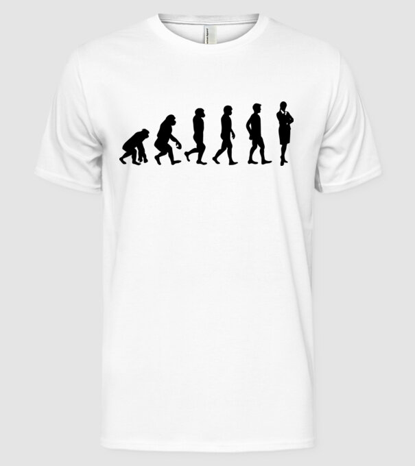 Evoluție femeie de afaceri model alb pe tricou