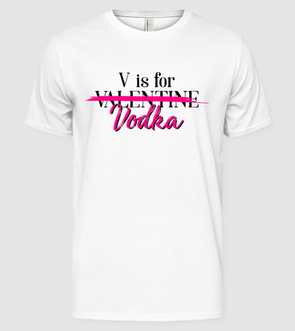 V for Vodka model alb pe tricou