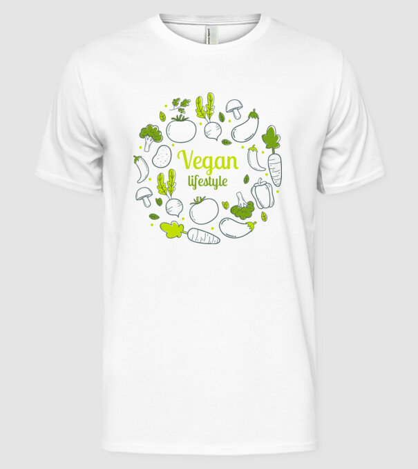 vegan lifestyle model alb pe tricou