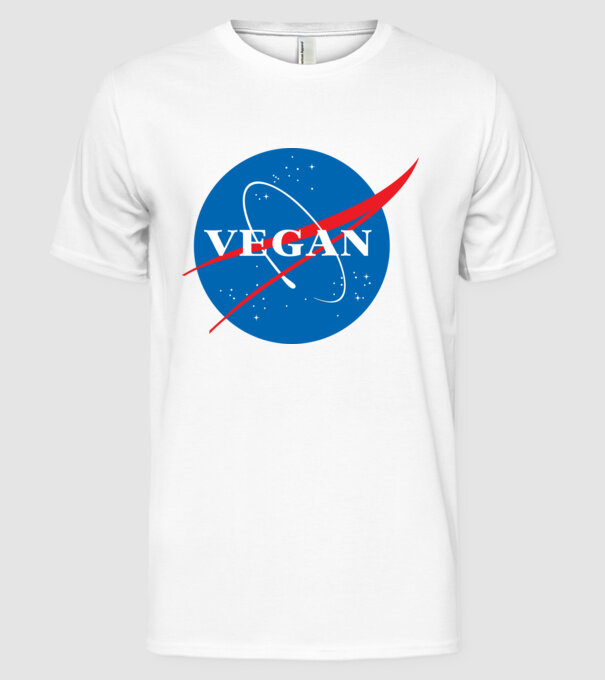 vegan nasa model alb pe tricou