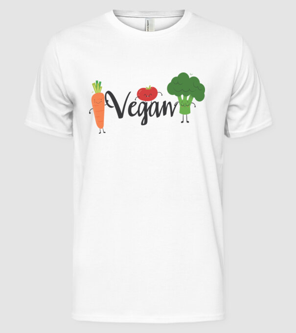 Vegan veggies model alb pe tricou