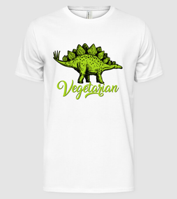 Vegetarian model alb pe tricou
