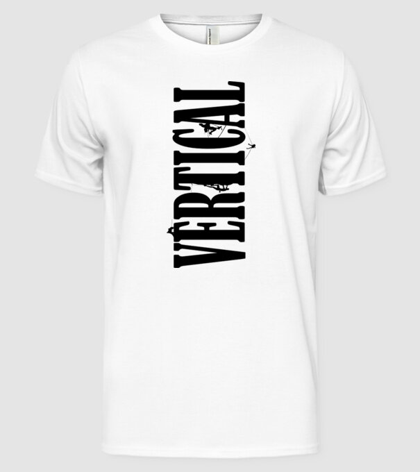 Vertical model alb pe tricou