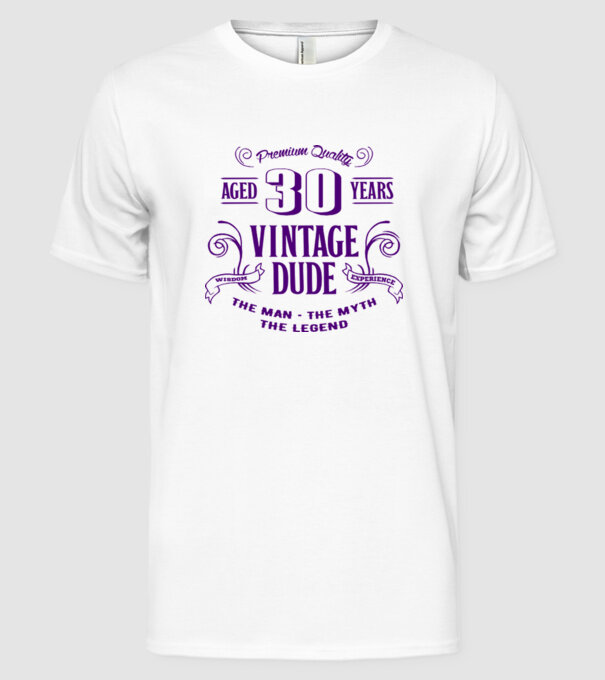 Vintage Dude - 30 model alb pe tricou