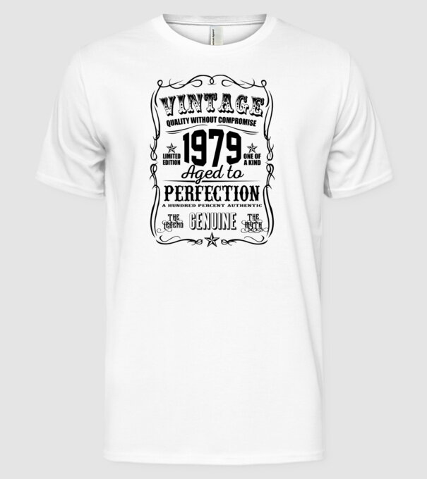 Vintage perfection 1979 model alb pe tricou