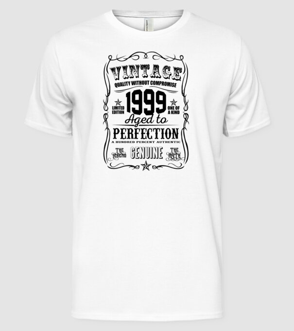 Vintage perfection 1999 model alb pe tricou
