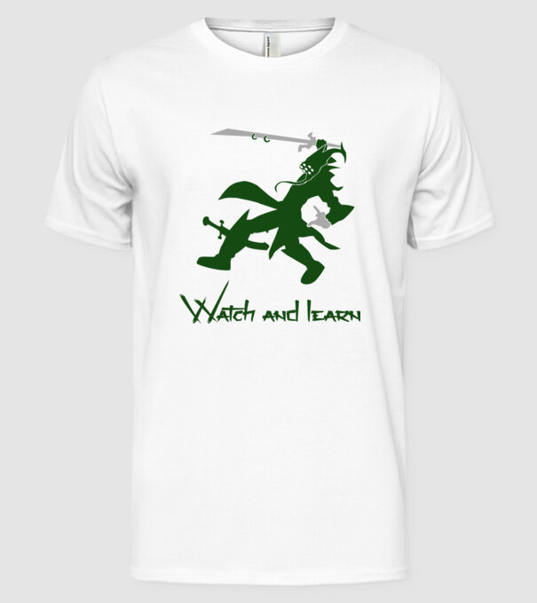 Watch and learn model alb pe tricou