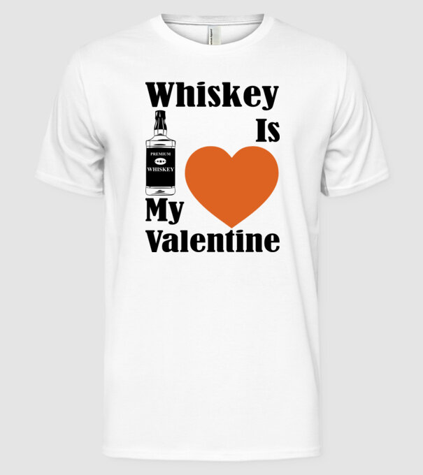 Whiskey Valentine model alb pe tricou