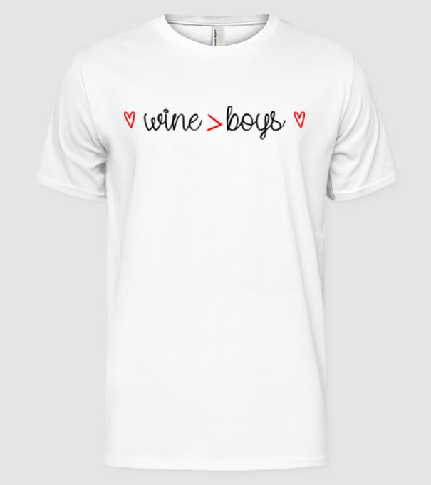 Wine and boys model alb pe tricou