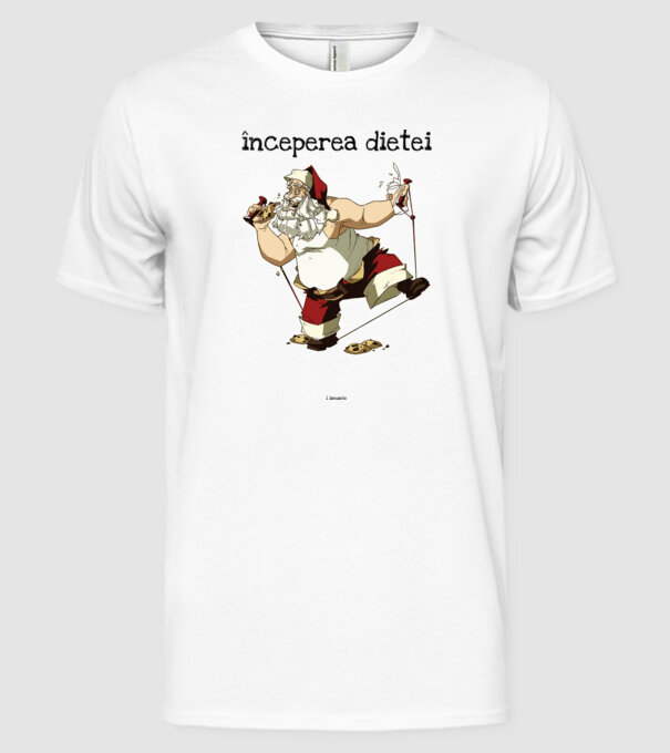 începerea dietei - 1 ianuarie model alb pe tricou
