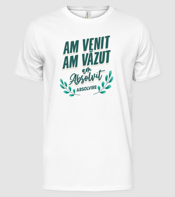 Absolvire model alb pe tricou