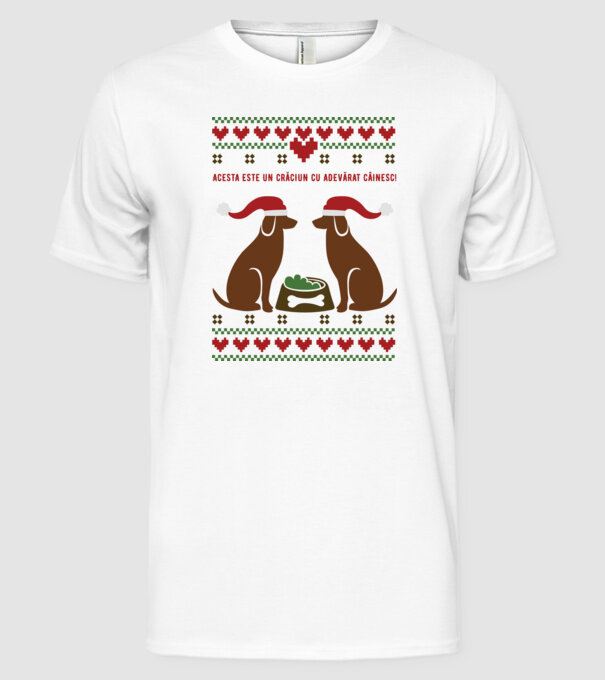 acesta este un Crăciun cu adevărat câinesc! model alb pe tricou
