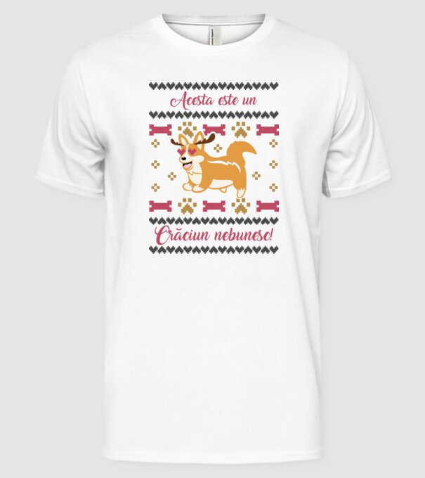 acesta este un Crăciun nebunesc model alb pe tricou