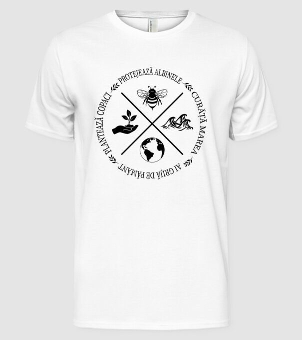 Ai grijă de Pământ model alb pe tricou