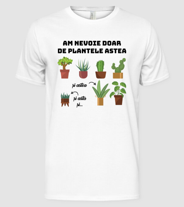 am nevoie doar de plantele astea model alb pe tricou