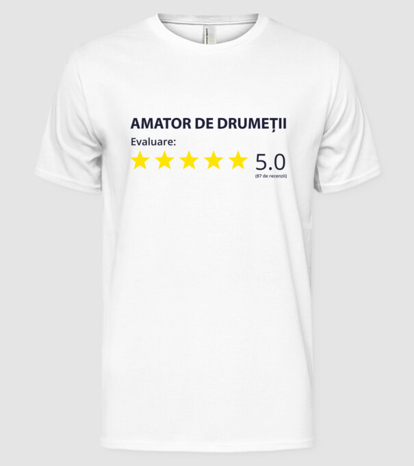 amator de drumeții evaluare model alb pe tricou