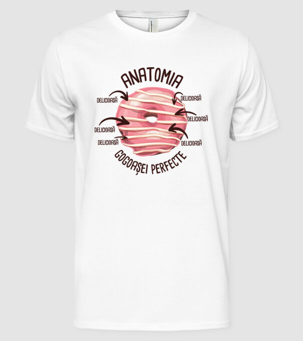 anatomia gogoașei perfecte: delicioasă model alb pe tricou