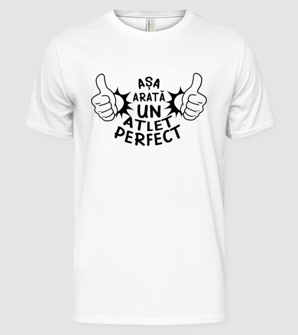 Așa arată un ATLET perfect model alb pe tricou