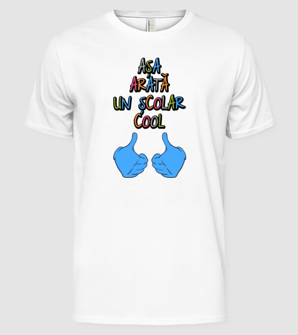 așa arată un școlar cool model alb pe tricou