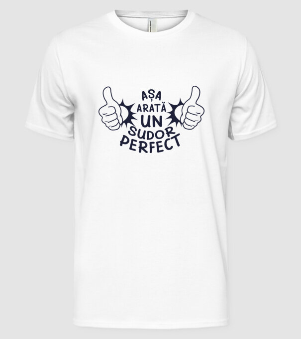 Așa arată un SUDOR perfect model alb pe tricou