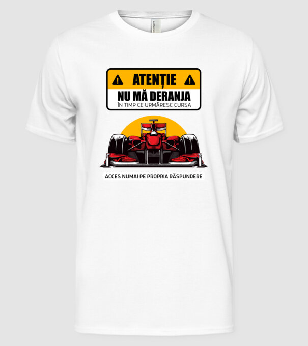 Atenție model alb pe tricou