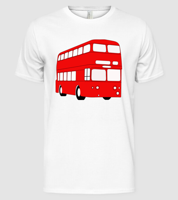 Autobuze model alb pe tricou