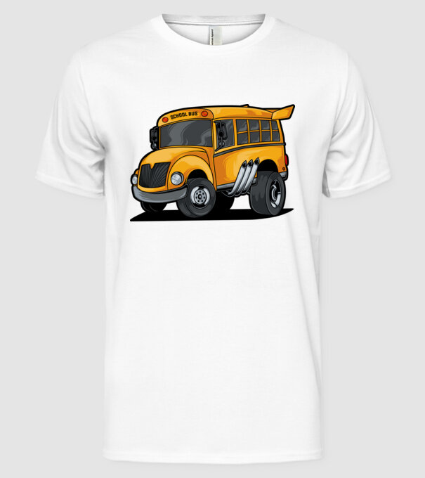 Autobuze model alb pe tricou