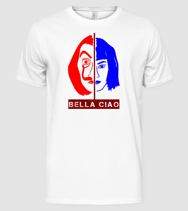 bella ciao tokyo model alb pe tricou