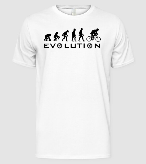 Bike evolution model alb pe tricou