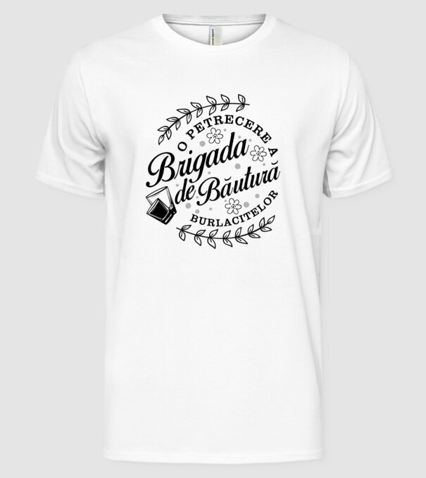 Brigada de băutură model alb pe tricou