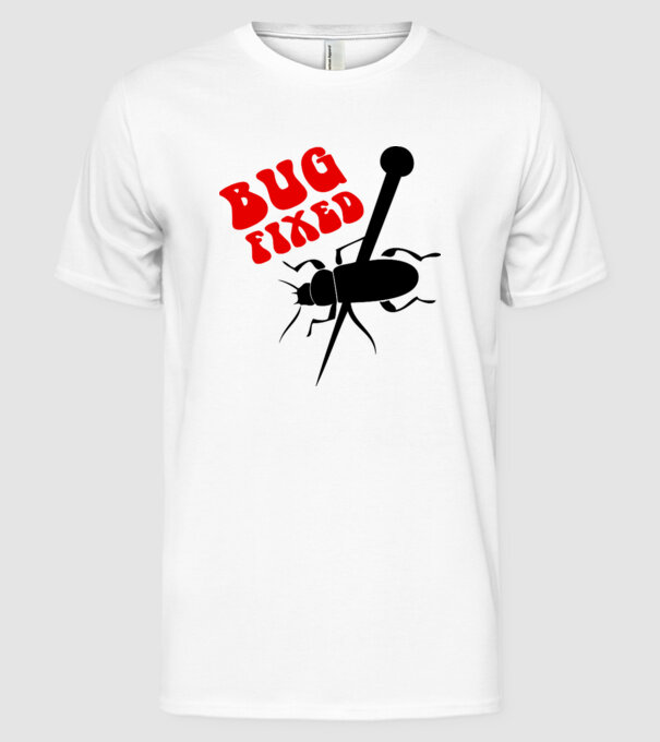 Bug fixed model alb pe tricou