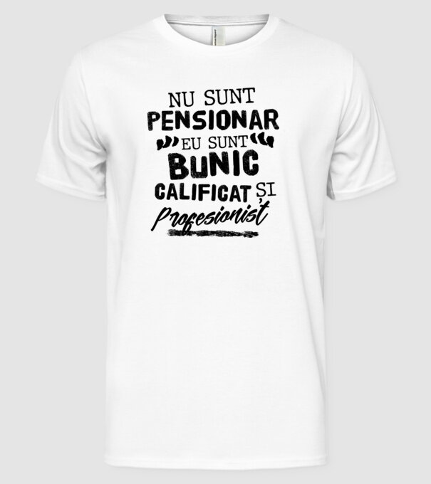 Bunicul profesionist model alb pe tricou