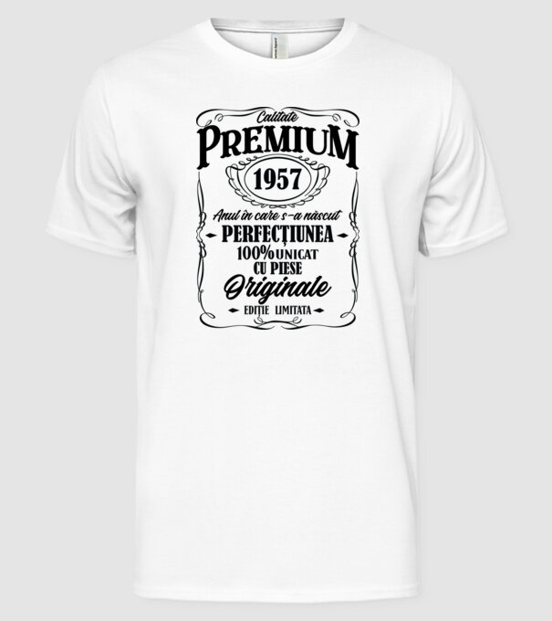 calitate premium -1957 - anul în care s-a născut - perfecțiunea - 100% unicat, cu piese originale, ediție limitată model alb pe tricou