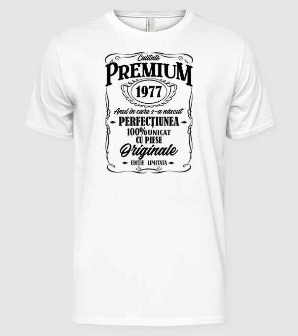calitate premium -1977 - anul în care s-a născut - perfecțiunea - 100% unicat, cu piese originale, ediție limitată model alb pe tricou