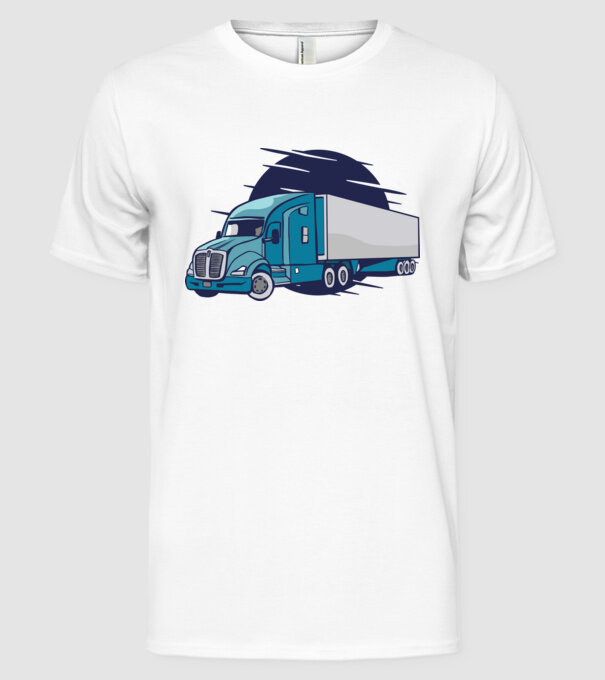 Camioane model alb pe tricou
