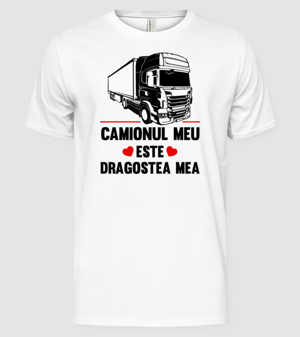 camionul meu este dragostea mea model alb pe tricou