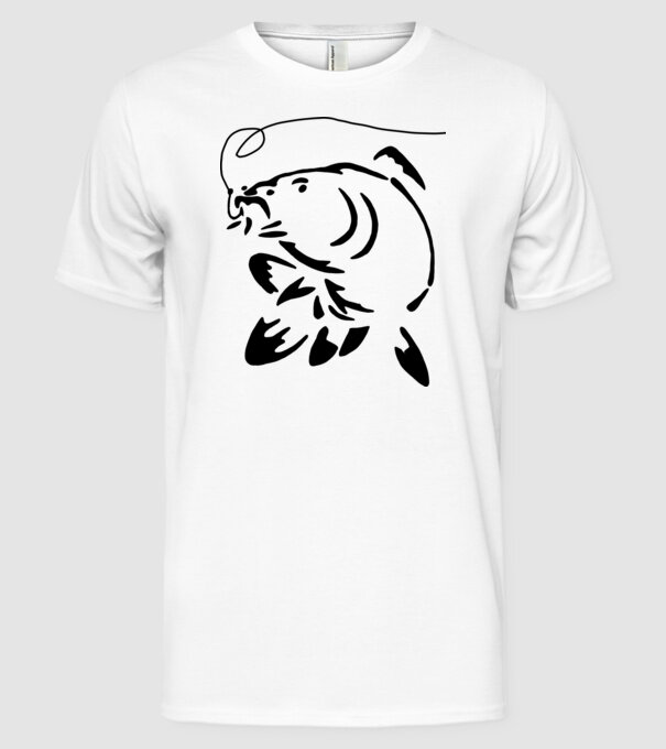 Carp model alb pe tricou
