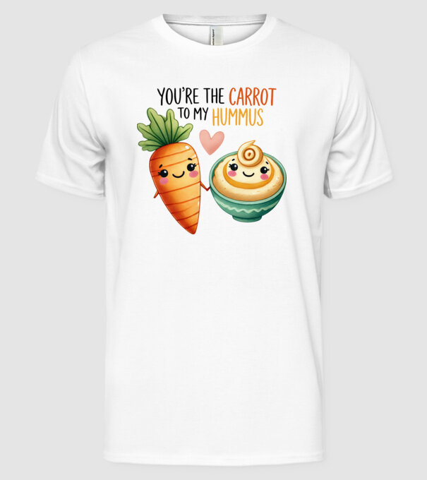 Carrot to my Hummus model alb pe tricou