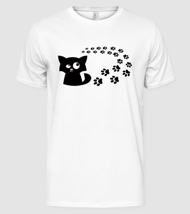 Cat model alb pe tricou