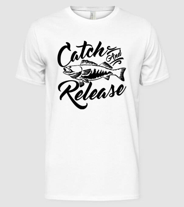 Catch and release model alb pe tricou