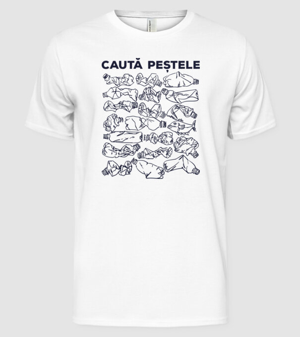 Caută peștele model alb pe tricou