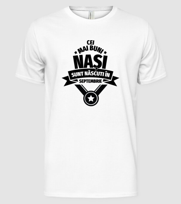 Cei mai buni nași sunt născuți în septembrie. model alb pe tricou